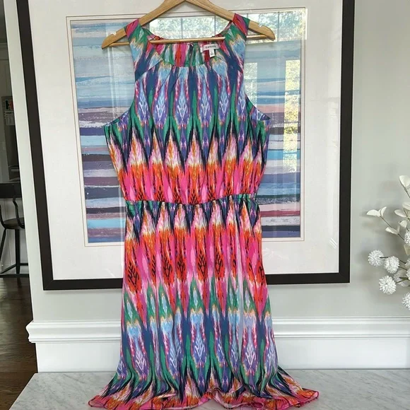ATHLETA Ikat Martinique Dress LARGE Sleeveless Lightweight Multicolor - Picture 3 of 9